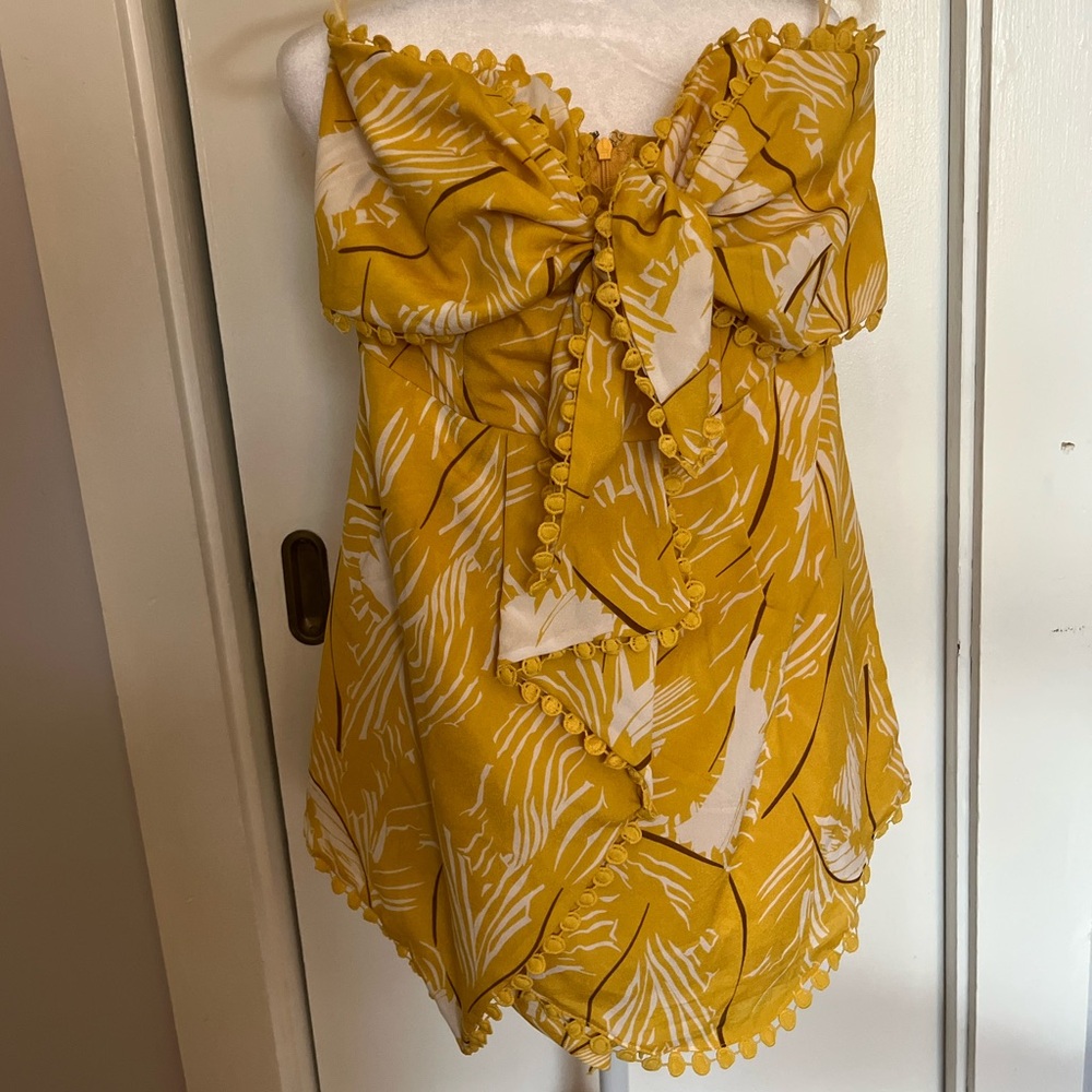 Yellow Tropical Print Romper